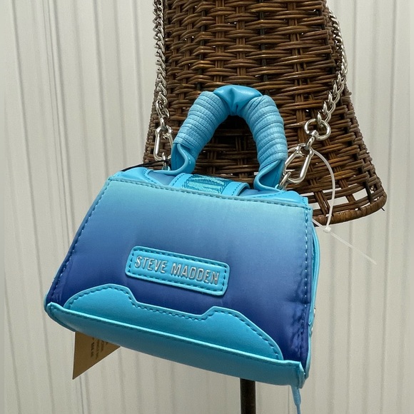 NWT Steve Gorgeous Madden BDORRA Shades of Blue Silver Chain Crossbody mini bag - Picture 5 of 11